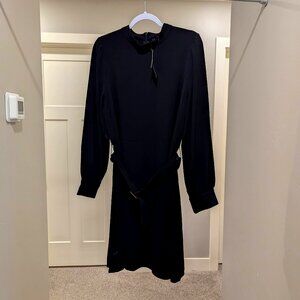 Brand new black mock neck belted midi dress from Banana Republic, size 14